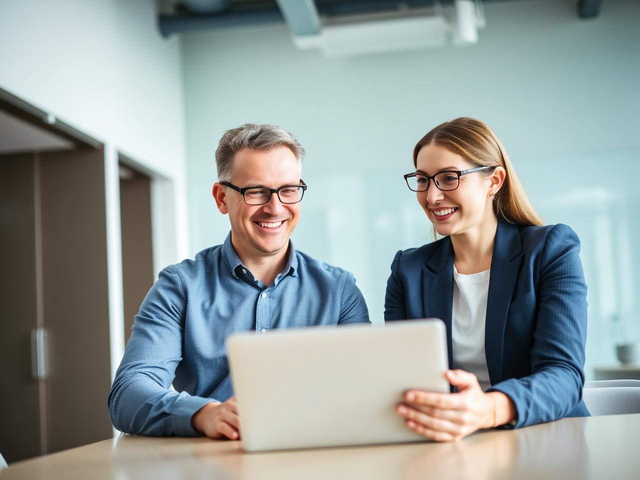Dirigeant de PME et responsable RH comparant les secrétariats sociaux